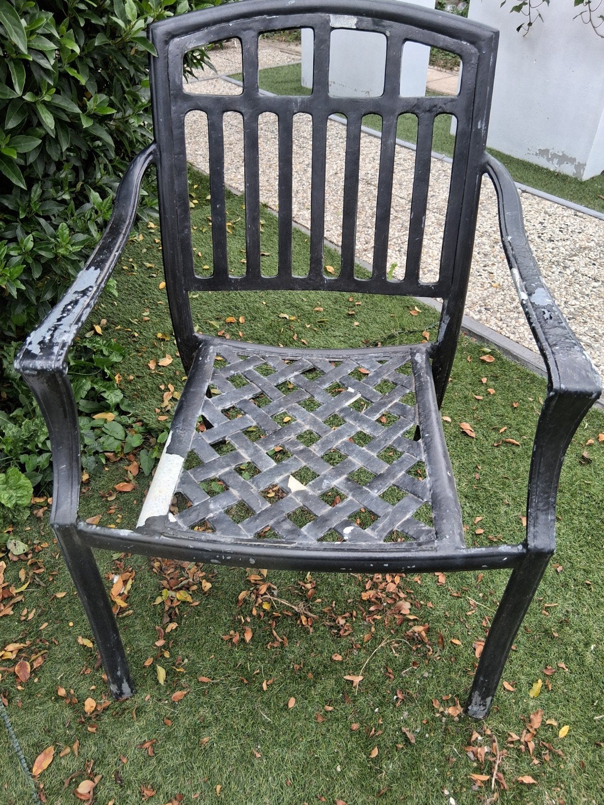 4 Ruime Metalen Tuinstoelen/beetje opknappen, Ophalen of Verzenden, Gebruikt, Metaal