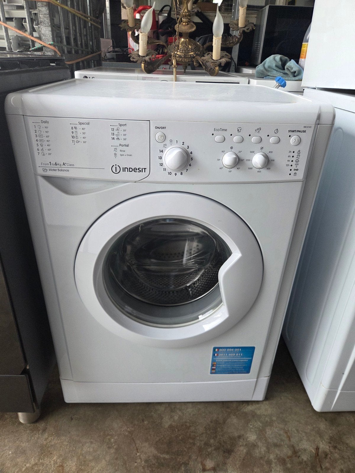 Indesit wasmachine, Ophalen, 1200 tot 1600 toeren, Gebruikt, 4 tot 6 kg