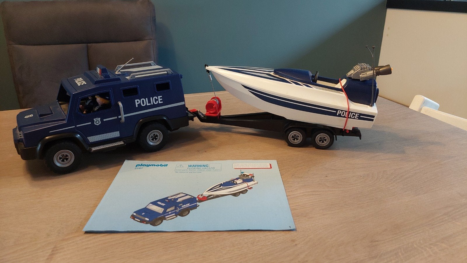 Playmobil politieauto met boot, Kinderen en Baby's, Ophalen of Verzenden