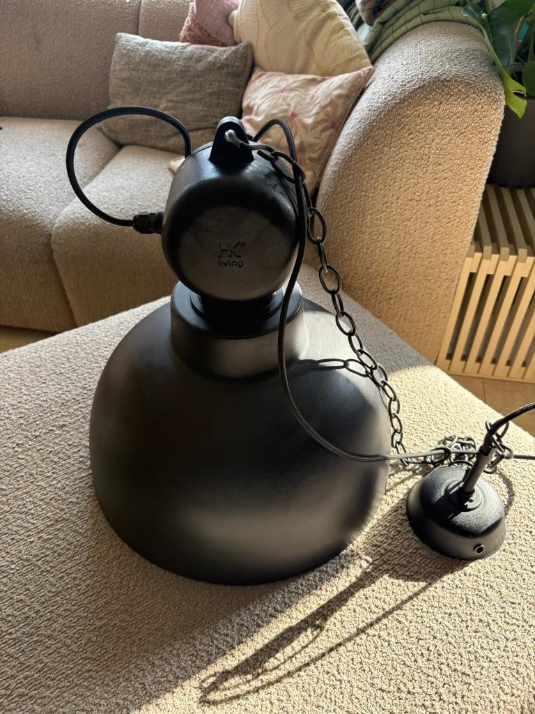 HKliving Factory M Hanglamp Mat Zwart, Huis en Inrichting, Lampen | Hanglampen, Ophalen, Zo goed als nieuw, Metaal, Minder dan 50 cm
