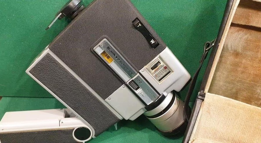 Vintage Sankyo Super CM 300 8mm Camera met Tas filmcamera, Ophalen of Verzenden, Hi 8, Overige typen