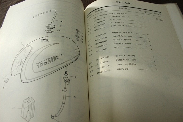 Yamaha SC500 1972 motorcycle parts list cross enduro SC 500, Motoren, Ophalen of Verzenden, Yamaha