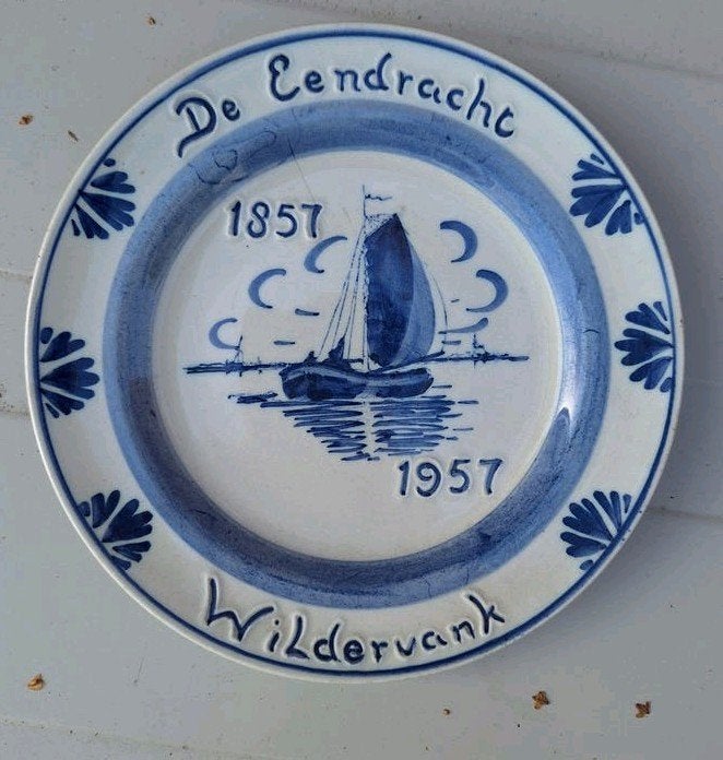 Antiek Delfts Blauw Jubileumbord 1957 RAM Arnhem, Antiek en Kunst, Ophalen of Verzenden