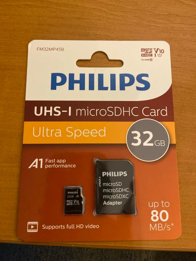 Philips FM32MP45B/00, MicroSDHC, Philips, 32 GB, Nieuw