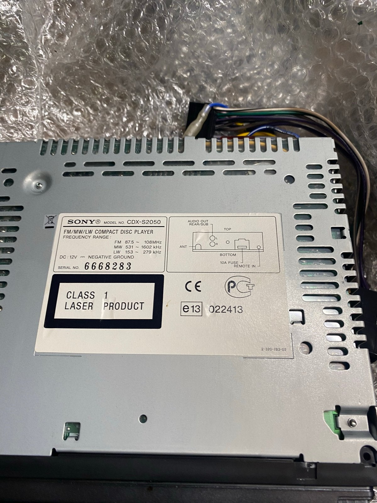 Sony CDX-S2050 Autoradio CD-speler, Ophalen of Verzenden, Gebruikt
