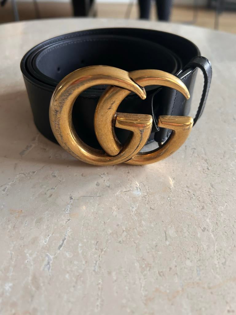 Gucci riem met gouden gesp, 3 tot 5 cm, 90 tot 100 cm, Heupriem, Ophalen of Verzenden
