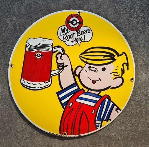 Dennis the Menace rootbeer emaillen reclame bord, Wi, Nieuw, Ophalen of Verzenden, Ll