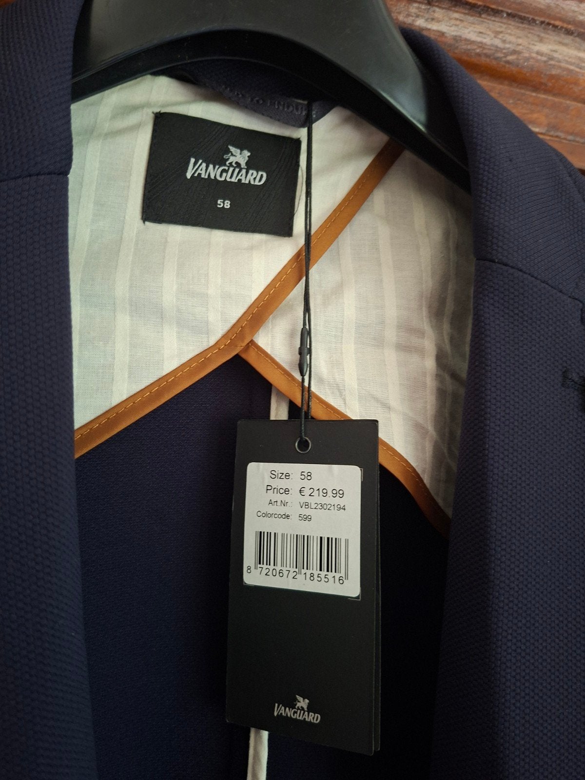 Heren colbert (nooit gedragen) met gratis blauwe blouse, Ophalen, Blauw, Vanguard, Maat 56/58 (XL)