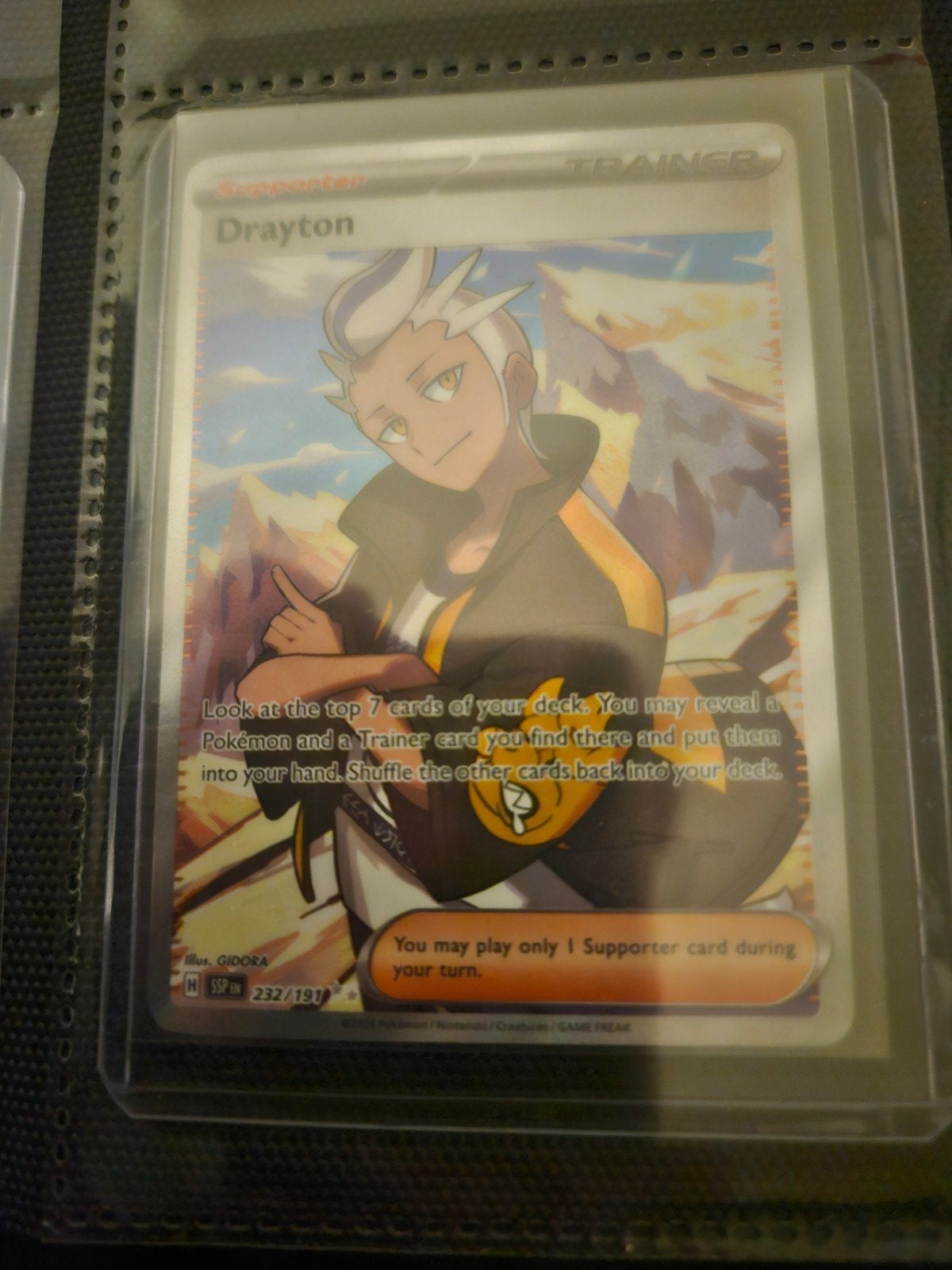 Pokemon Drayton 232/191 Surging Sparks, Ophalen of Verzenden, Zo goed als nieuw, Losse kaart, Foil