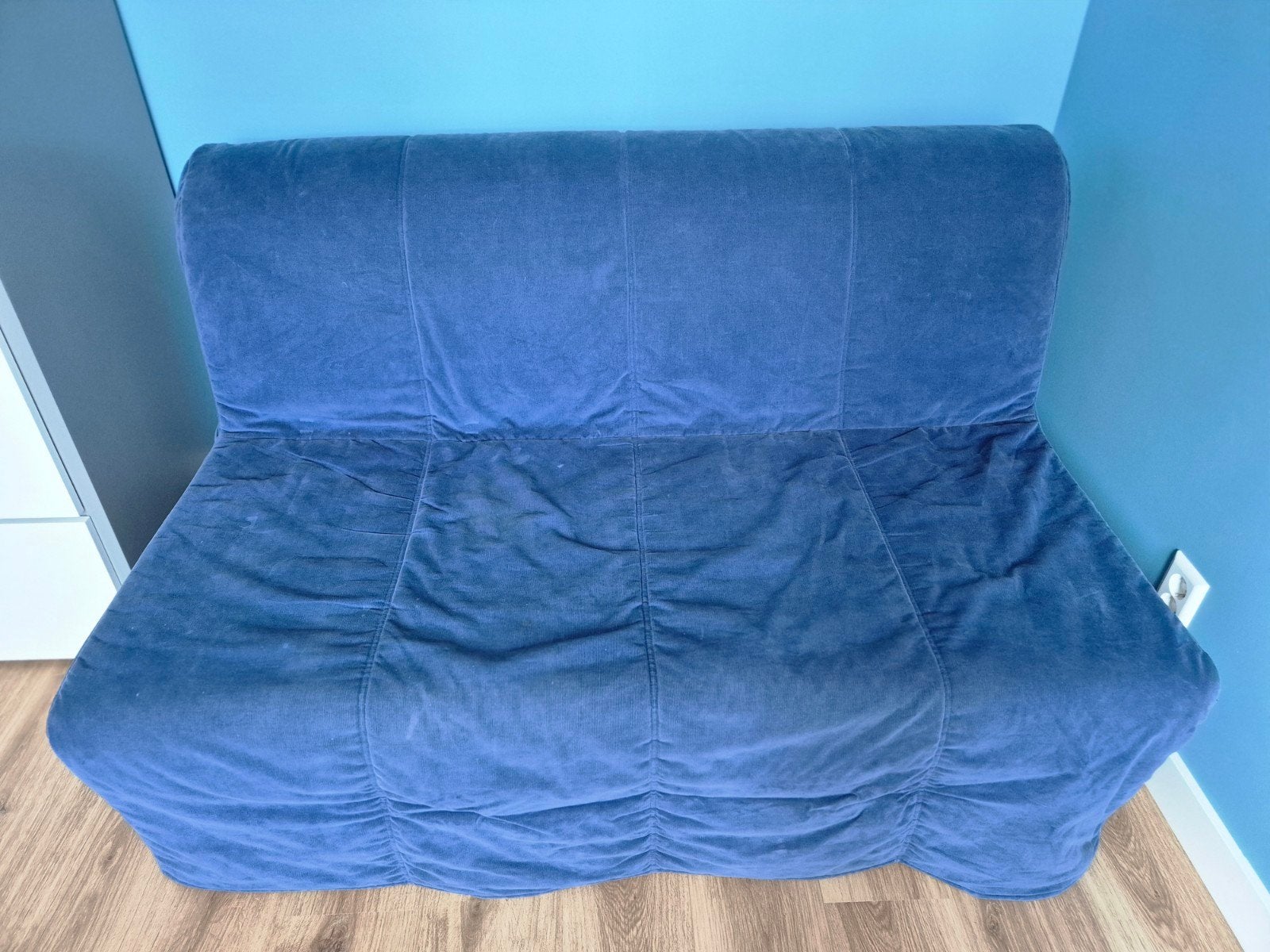 IKEA Lycksele slaapbank met blauwe hoes, Ophalen, Gebruikt, Wit, Tweepersoons