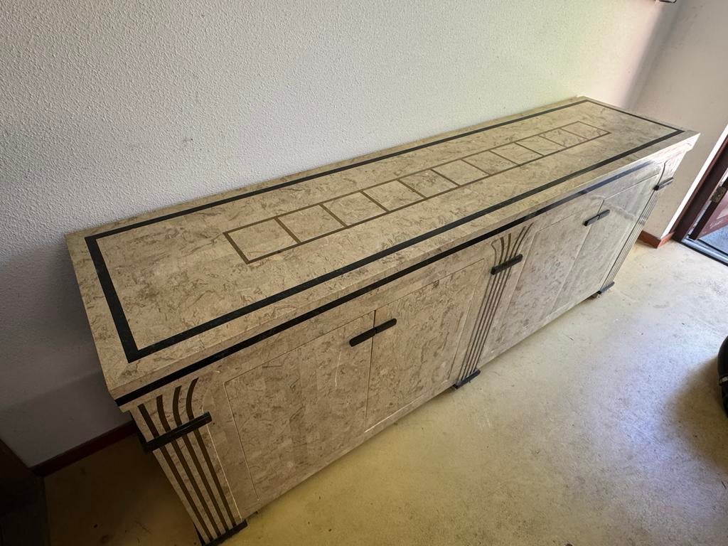 Stijlvol dressoir met marmerlook en art-deco accenten, Antiek en Kunst, Ophalen