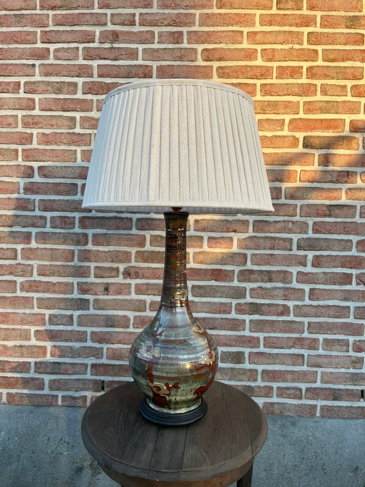 Vintage keramische vaaslamp met Japans decor, Ophalen of Verzenden