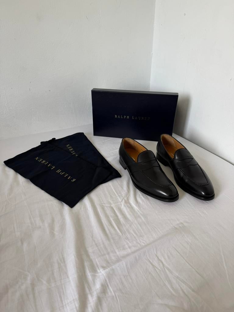Ralph Lauren Purple Label Meegan Calfskin Penny Loafers, Loafers, Zwart, Nieuw, Ophalen of Verzenden