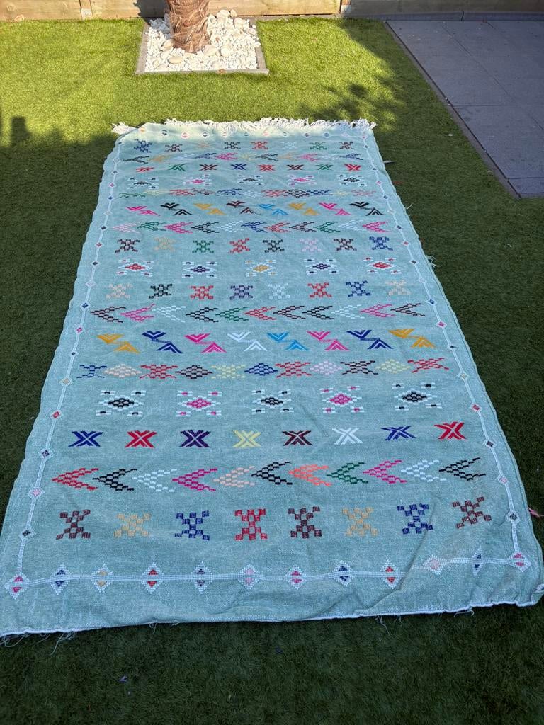 Prachtig mintgroen Marokkaans vloerkleed, Ophalen of Verzenden, Zo goed als nieuw, Rechthoekig, 200 cm of meer