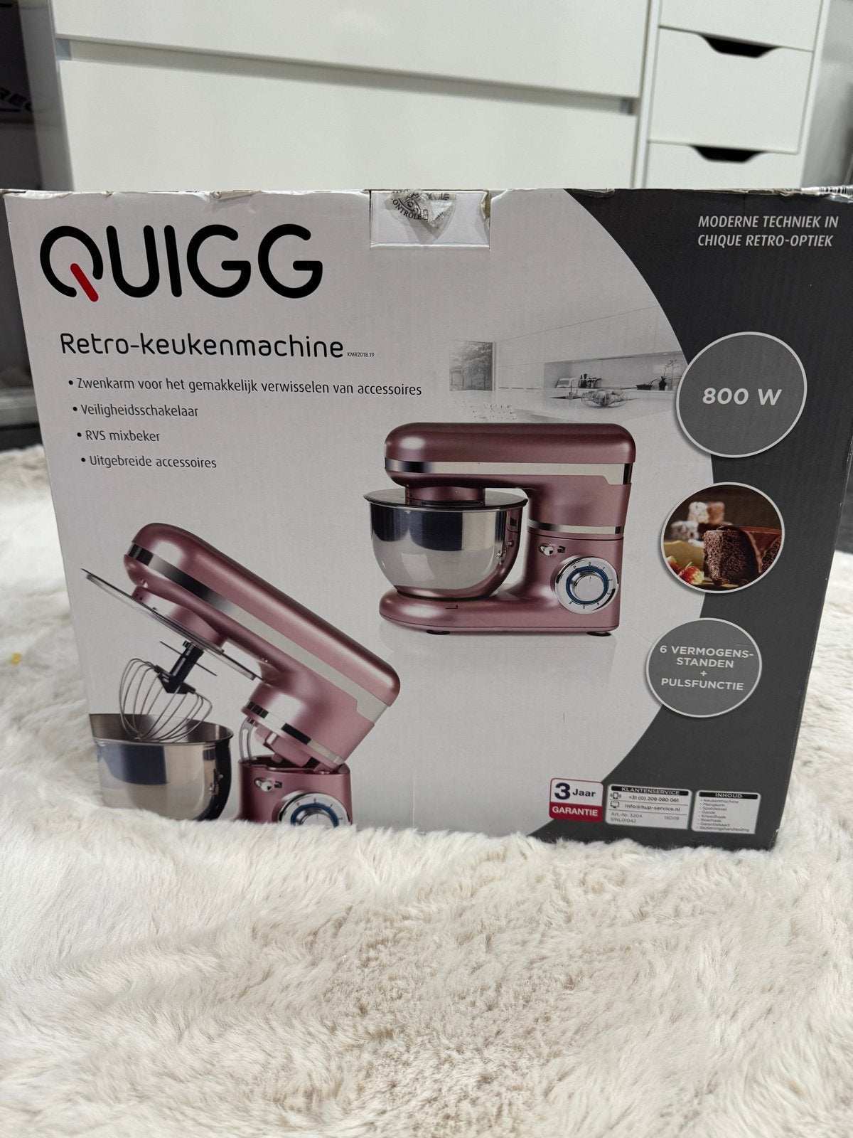 QUIGG Retro-keukenmachine 800W - Nieuw in doos, Witgoed en Apparatuur, Keukenmixers, Nieuw, Ophalen of Verzenden, Vaatwasserbestendig