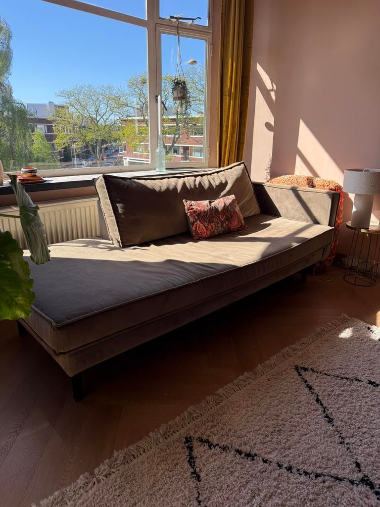 Woood day bed / Chaise longue 3 zitsbank, Huis en Inrichting, Banken | Sofa's en Chaises Longues, Gebruikt, Driepersoons, 150 tot 200 cm