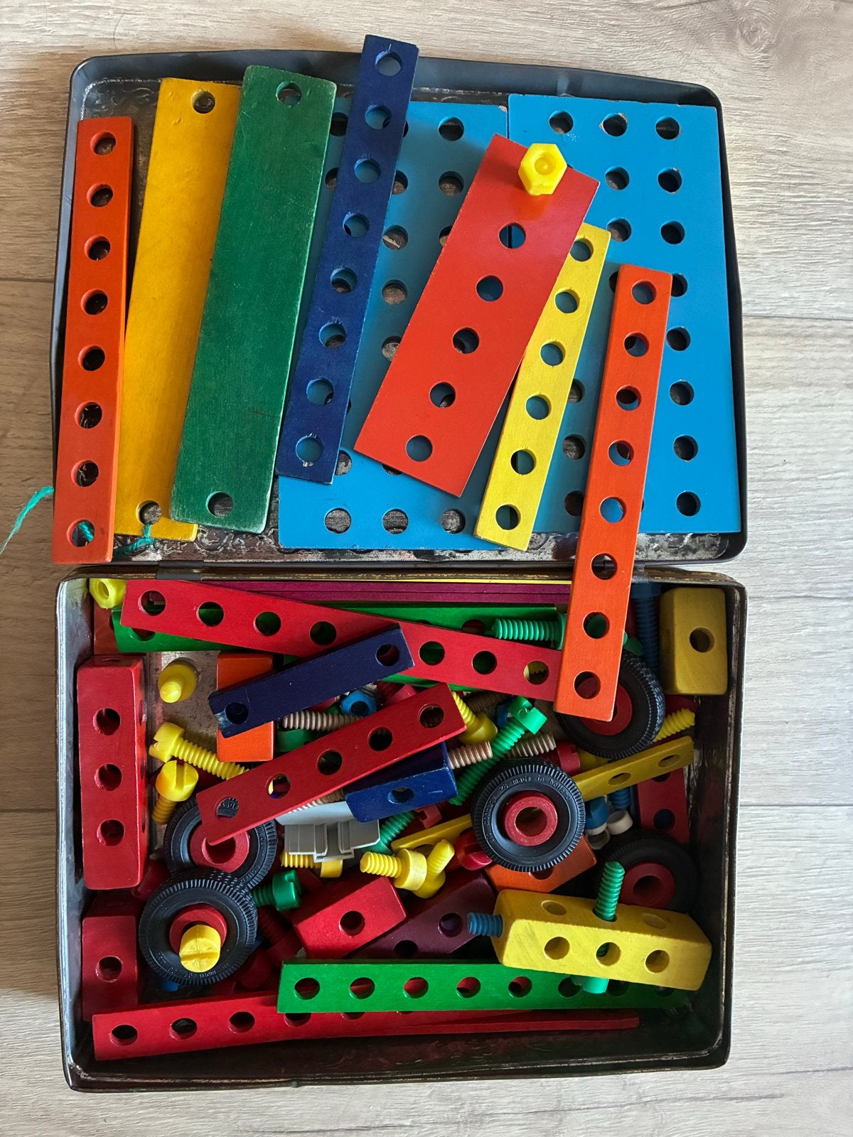 Verzameling Sio Montage Houten Speelgoed in Blikken Doos, Ophalen, Gebruikt, Bouwen