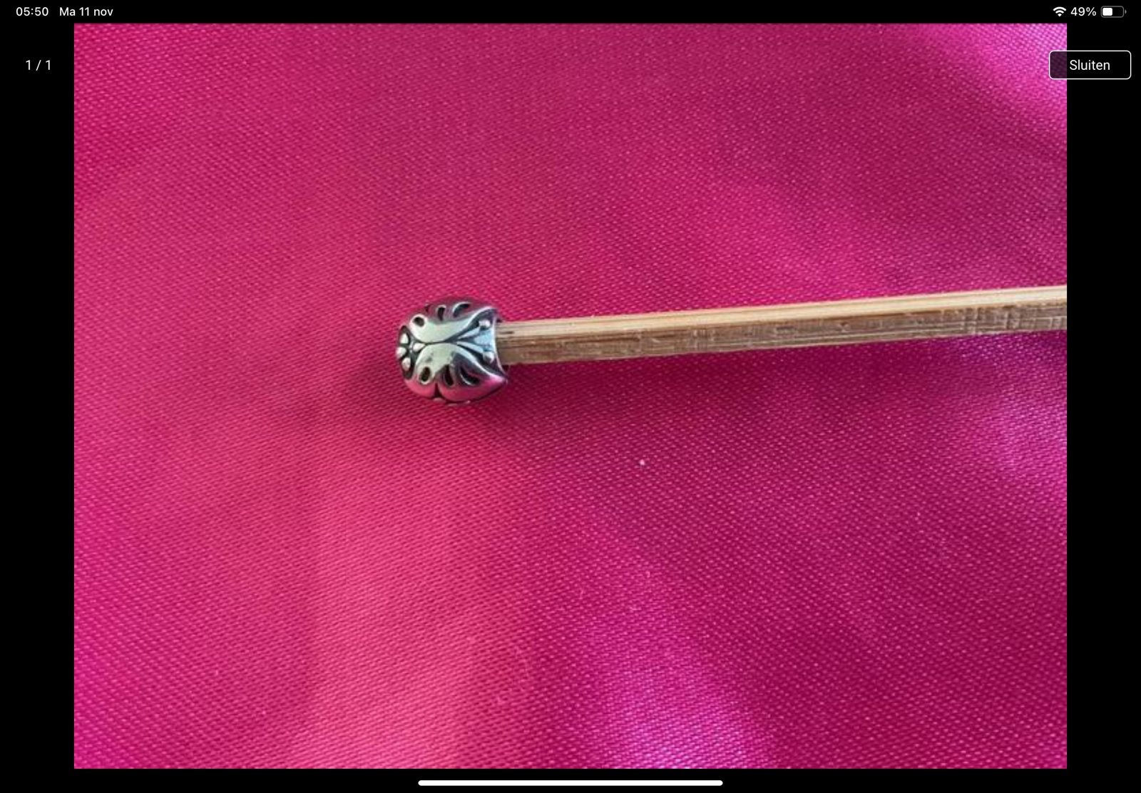 Pandora Bedel vlinder, Verzenden, Zo goed als nieuw, Zilver, Pandora