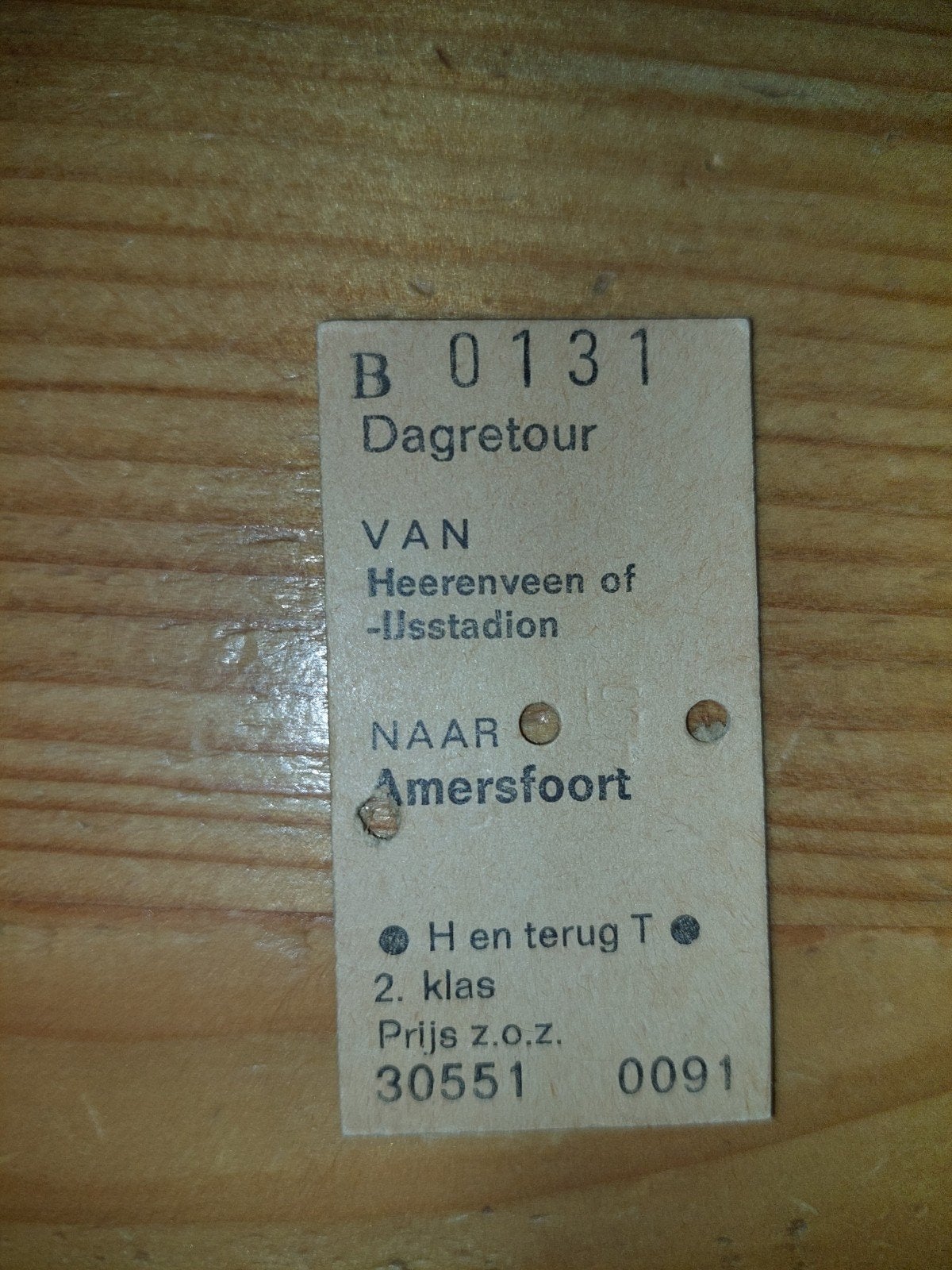 Dagretour van Heerenveen naar Amersfoort 2e klas uit 1980, Ophalen of Verzenden, Zo goed als nieuw, Trein, Overige typen