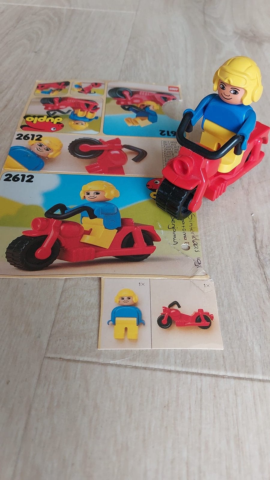 Duplo Motorfiets met figuur - Set 2612, Gebruikt, Overige thema's, Ophalen of Verzenden, Compleet
