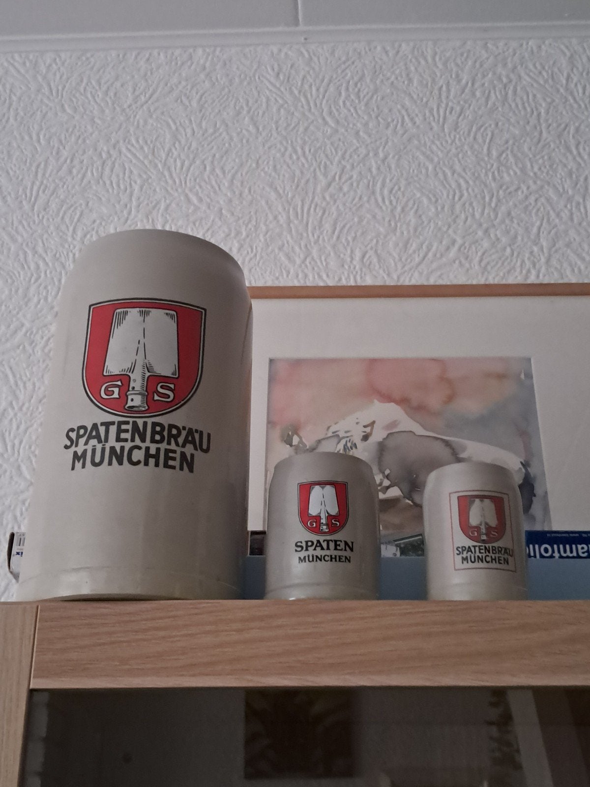 3 Spatenbrau Munchen aardewerk bierpullen (4L, 0.5L, 0.4L), Ophalen of Verzenden
