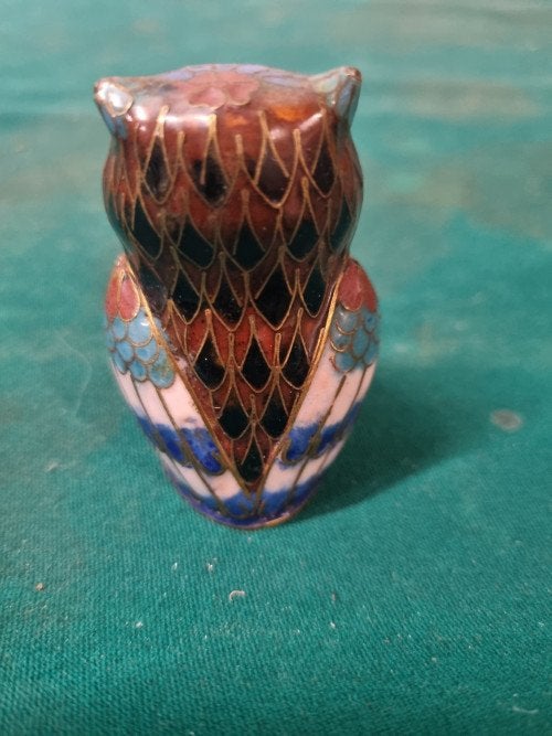 beeld uiltje vintage cloisonne emaille, Verzamelen, Ophalen of Verzenden