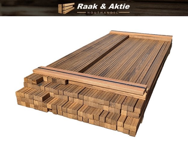 Hardhouten balken 40x40 mm geschaafd - Fraké noir - nr: HB22, Ophalen, Nieuw, Hardhout, 250 cm of meer