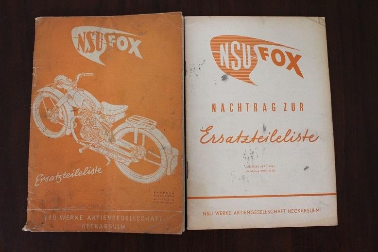 NSU Fox 1950 / 1951 motorrad ersatzteil liste onderdelenboek, Ophalen of Verzenden, Overige merken