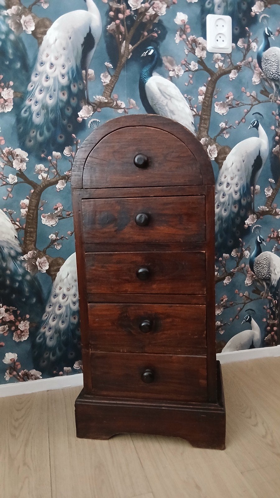 Koloniaal kastje met 5 lades - H75xB31.5xD22 cm, Antiek en Kunst, Ophalen of Verzenden