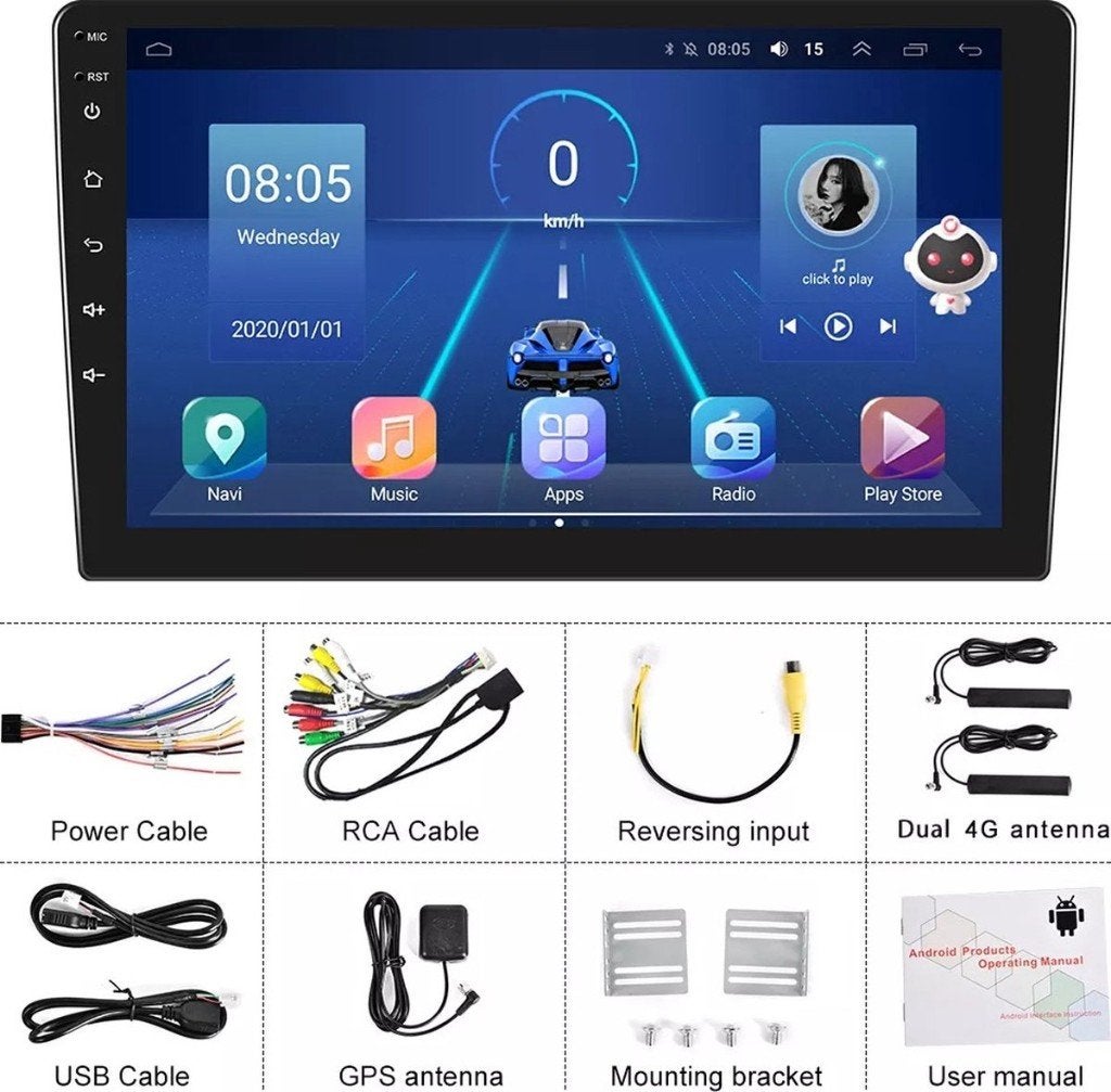 Android Autoradio 10 inch - BX--5064 - 2DIN - Nieuw, Ophalen of Verzenden, Nieuw