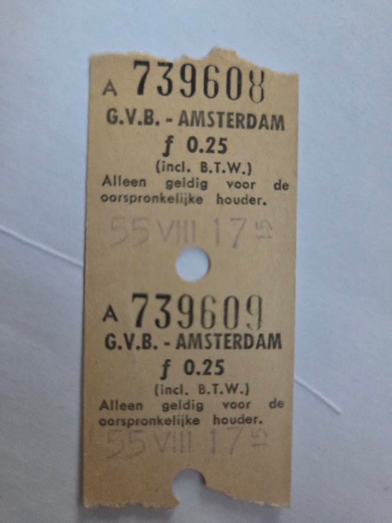GVB Amsterdam 55 cent tramkaartje (2 stuks), Ophalen of Verzenden