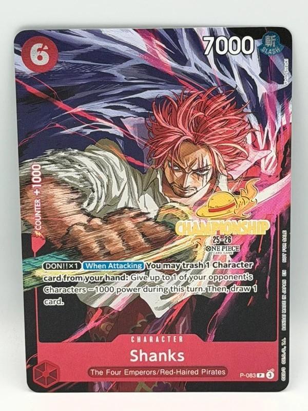 Shanks P-083 Championship 25-26 One Piece Card NM ENG, Ophalen of Verzenden, Zo goed als nieuw