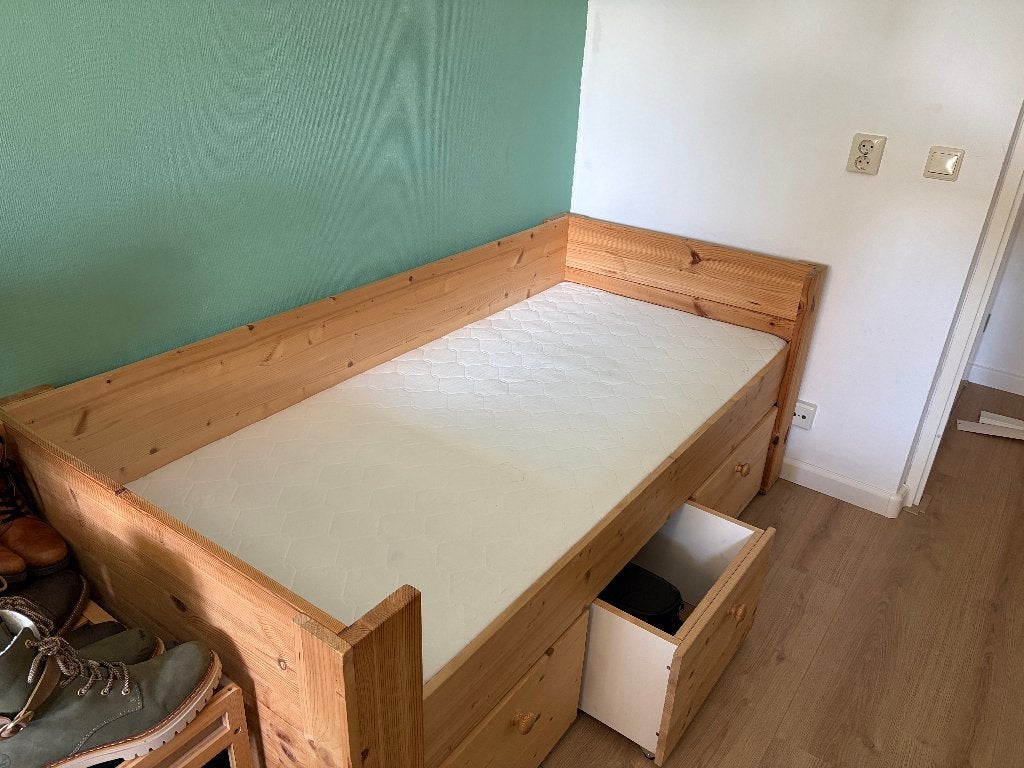 bed 180 x 80 - inclusief 3 lades, Ophalen, Eenpersoons, 190 cm of minder, Zo goed als nieuw