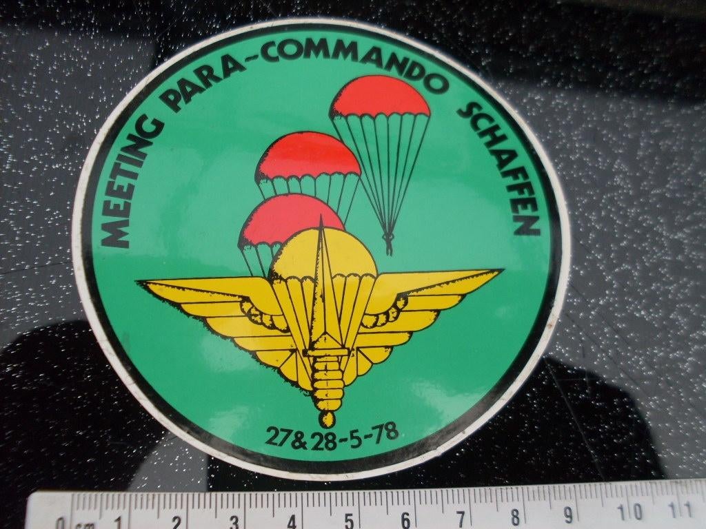 sticker meeting para commando schaffen 1978 logo embleem, Verzenden, Zo goed als nieuw, Bedrijf of Vereniging
