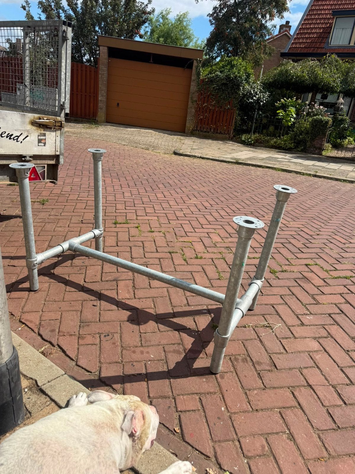 Steigerbuis tafelonderstel - 130x66x73 cm, 5 cm buis, Ophalen, Tafelpoot, Nieuw, Industrieel