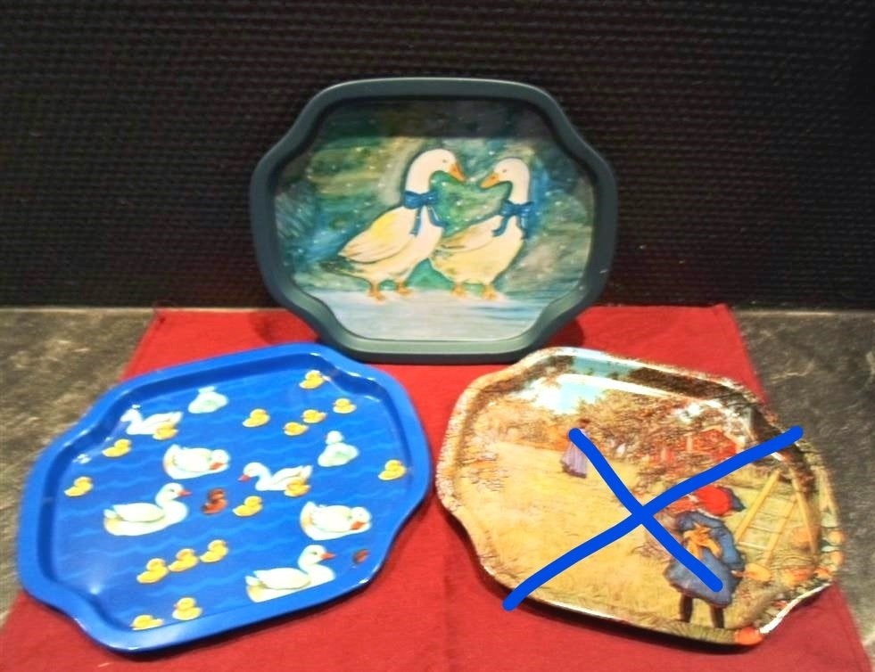 3 Blikken dienblaadjes. Voor kleine serviesjes., Ophalen of Verzenden