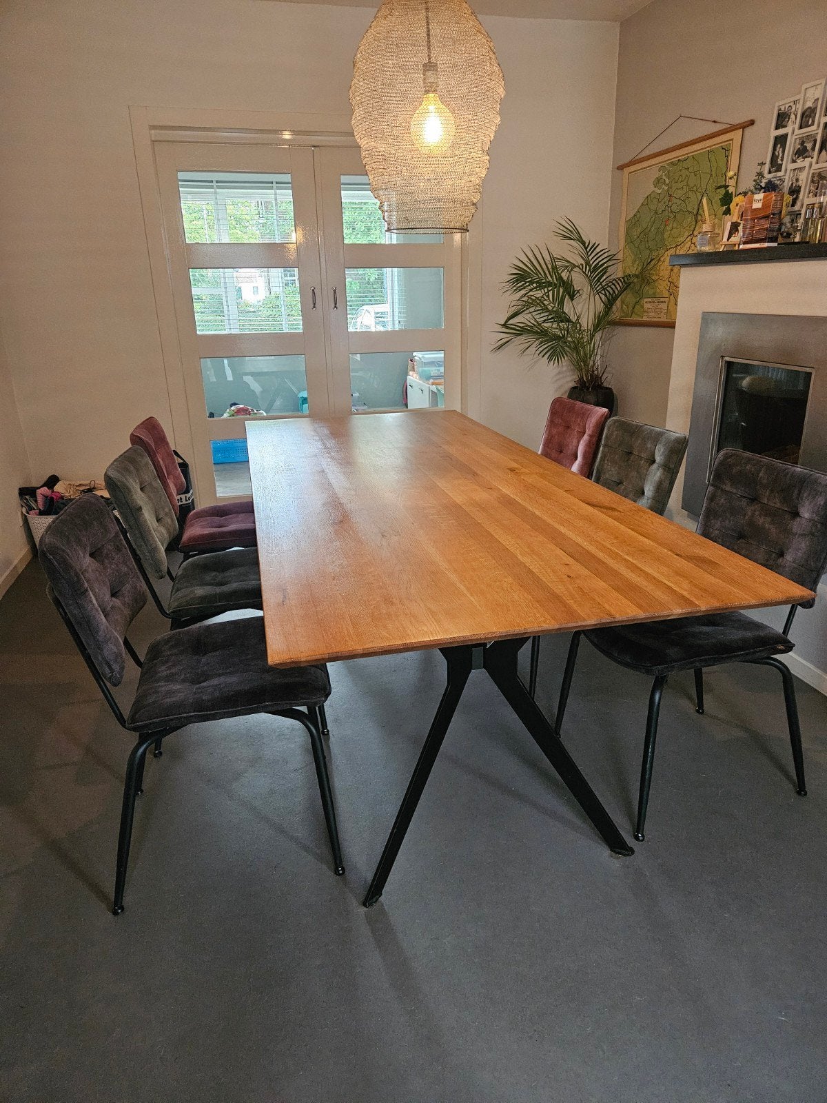 Eetkamerset: Slimm tafel (240x100) met 6 H&H stoelen, Huis en Inrichting, Complete eetkamers, Ophalen, Gebruikt, 4 tot 6 stoelen