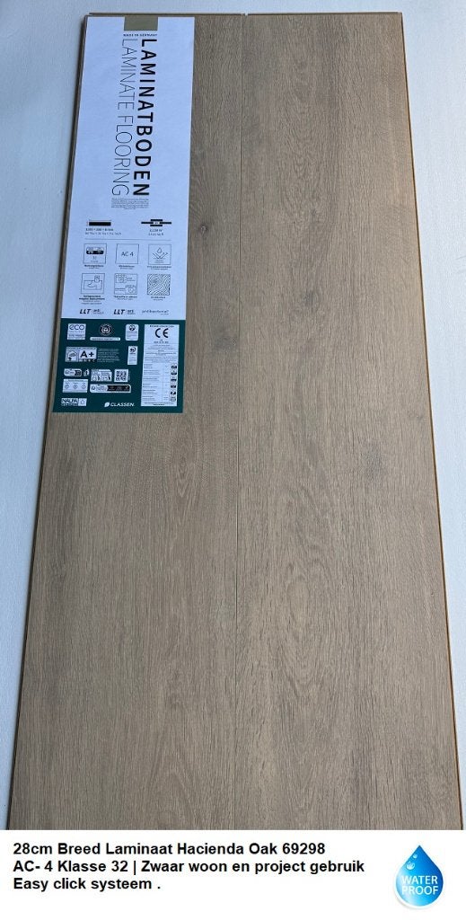 Waterbestendig 28cm breed Laminaat Hacienda Oak - Easy click, Bruin, 75 m² of meer, Nieuw, Ophalen of Verzenden