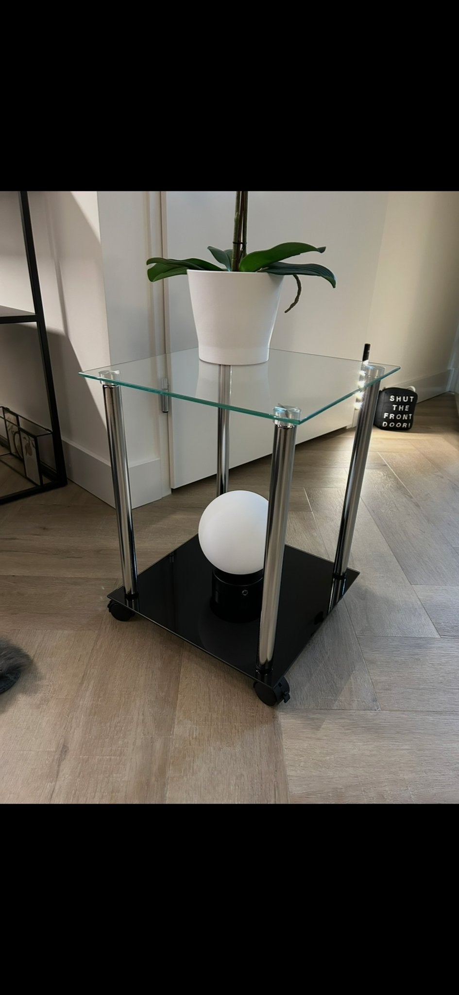 2 Schitterende Glazen Side Tables - Transparant & Zwart, Huis en Inrichting, Tafels | Sidetables, Vierkant, Nieuw, Minder dan 50 cm