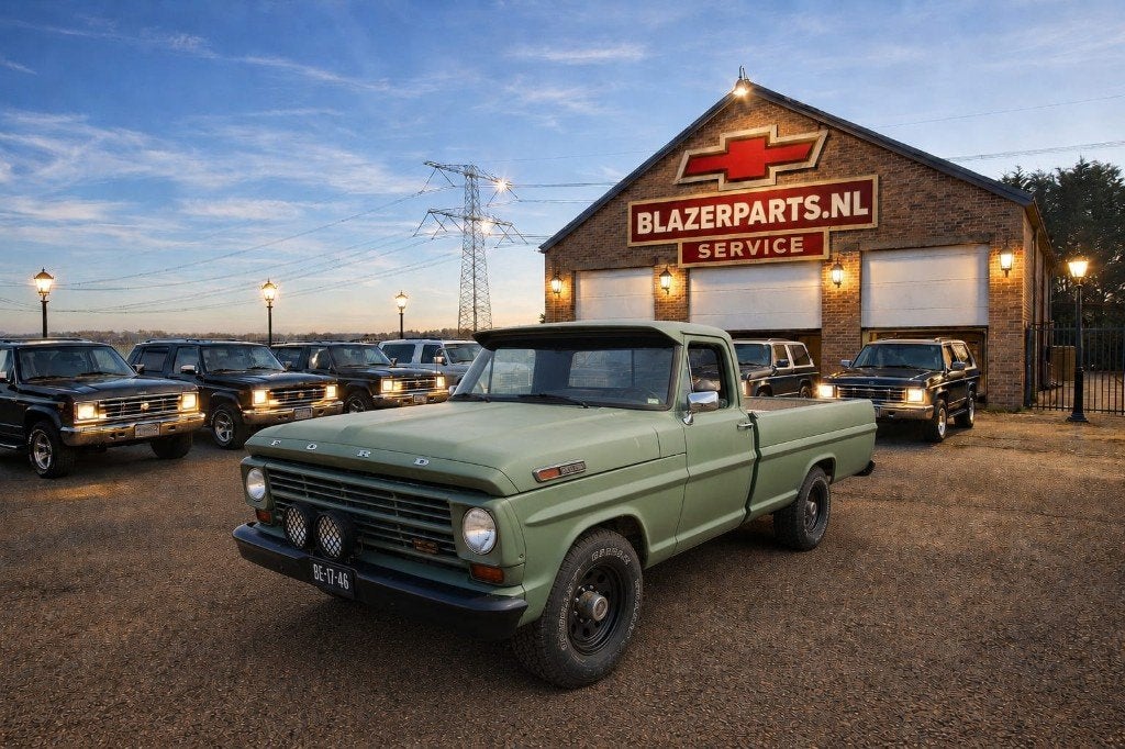 Ford F250 Supercab Custom uit 1967!, Auto's, Achterwielaandrijving, Overige carrosserieën, LPG, Groen