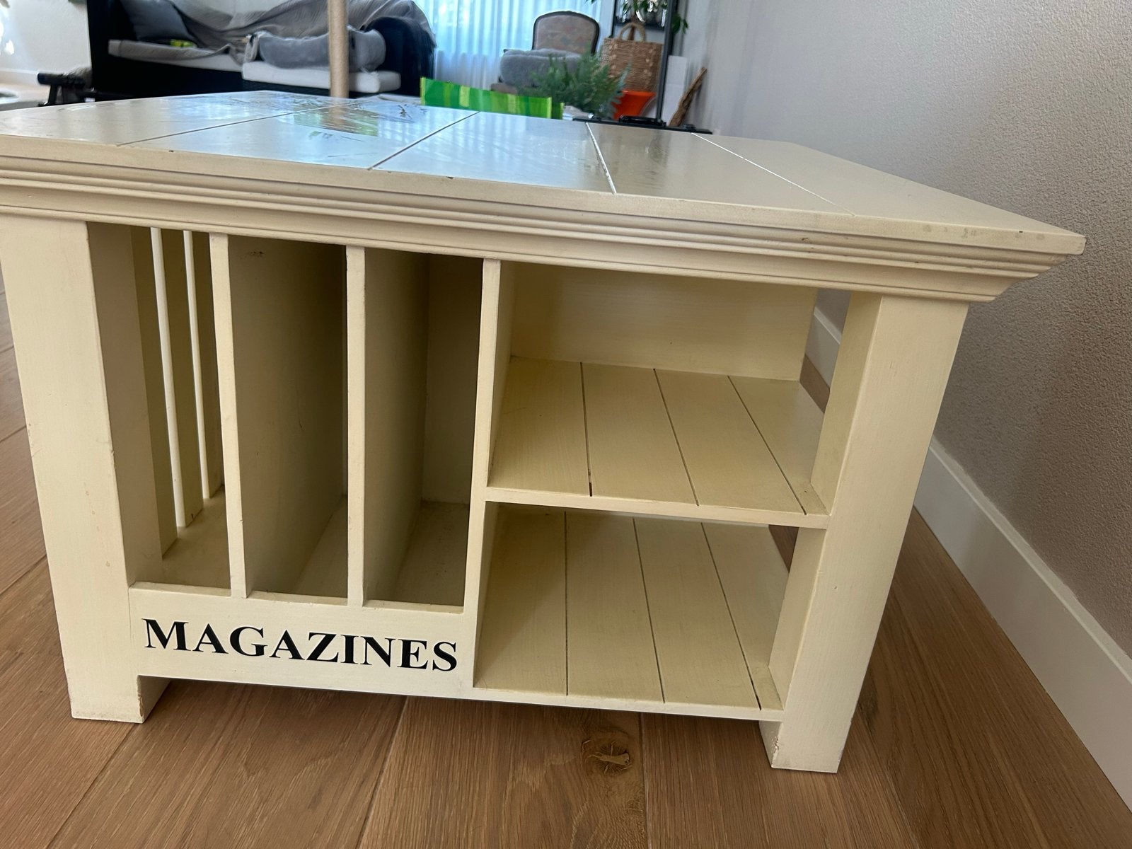 Rivièra Maison bijzettafel/salontafel, Huis en Inrichting, Tafels | Salontafels, Ophalen, Gebruikt, 100 tot 150 cm, Vierkant