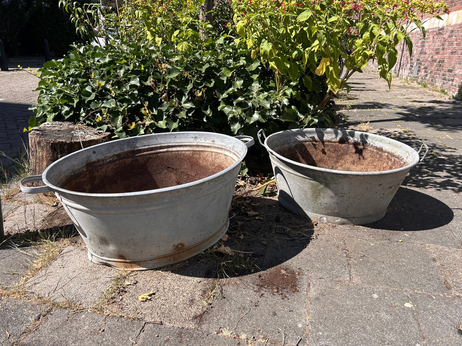 Zinken bak 2x, Ophalen, Gebruikt, Minder dan 30 cm, Rond