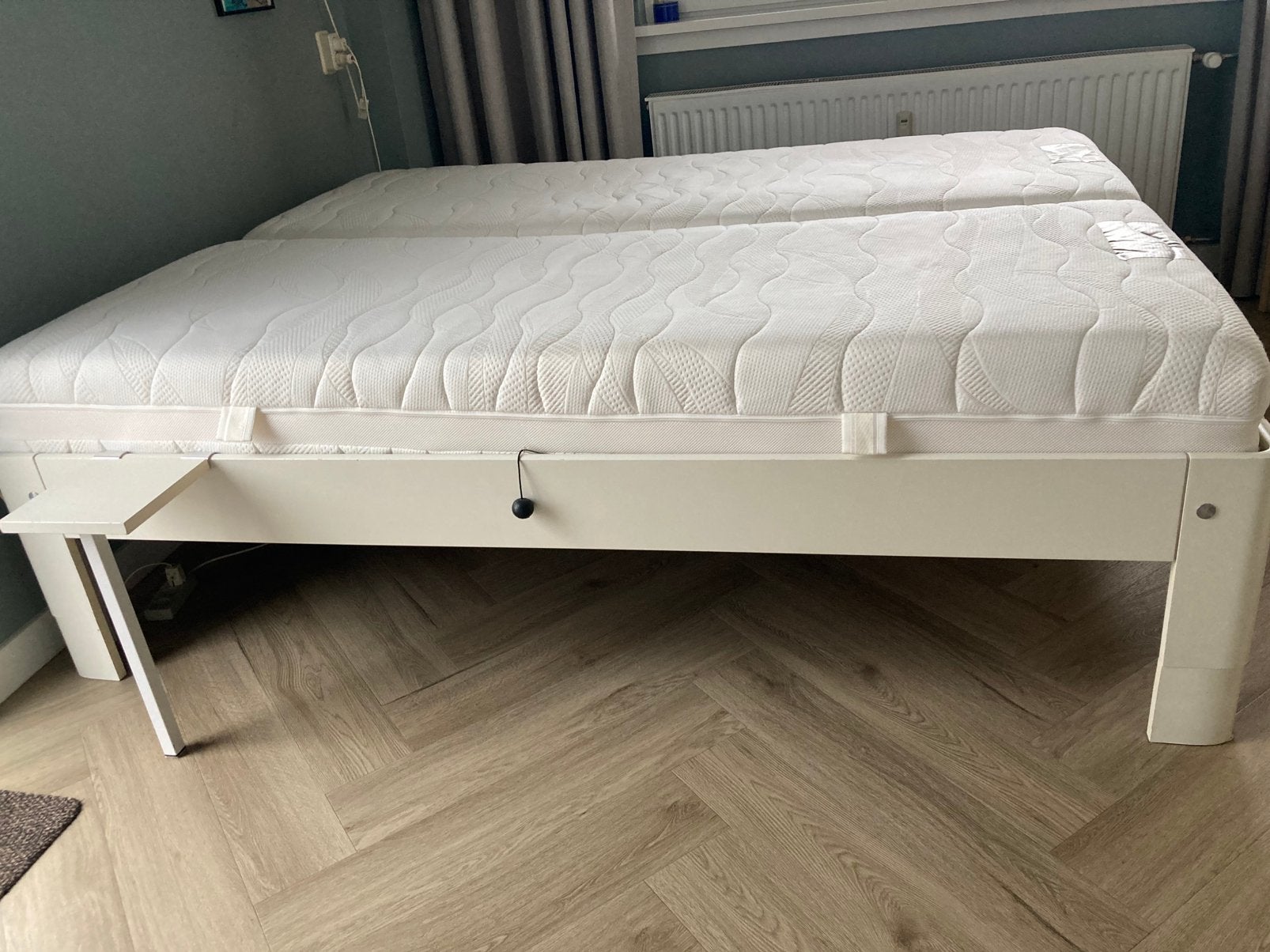 Tweepersoonsbed Auping, verstelbare spiraalbodem, matrassen, Huis en Inrichting, Wit, Tweepersoons, Ophalen of Verzenden, 200 cm
