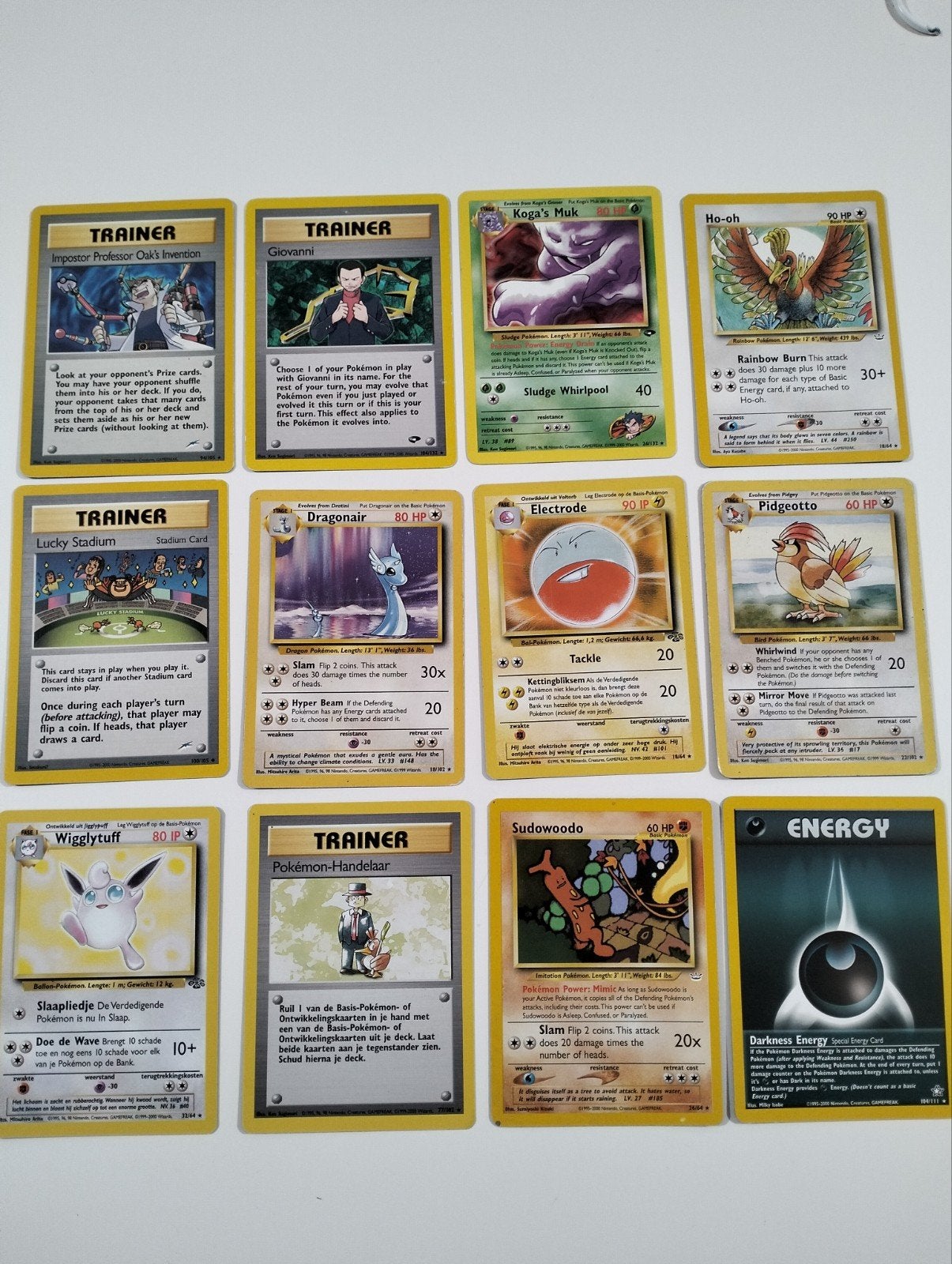 Zeldzame Pokémon kaarten - Ho-Oh, Koga's Muk, Dragonair, Ophalen of Verzenden, Gebruikt, Meerdere kaarten