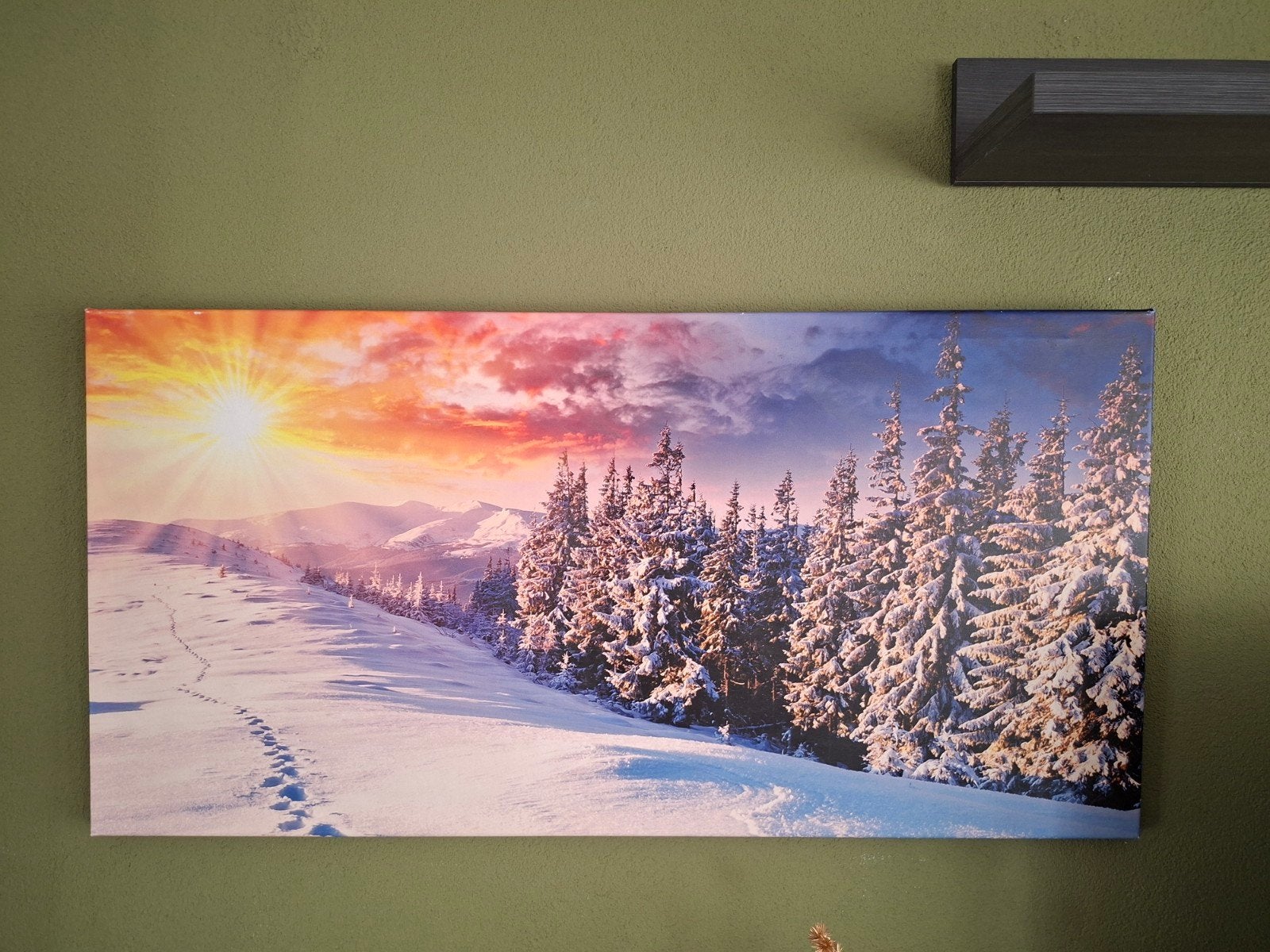 Canvasdoek 120 x 60 Sneeuw/Bergen, Ophalen of Verzenden, Schilderij