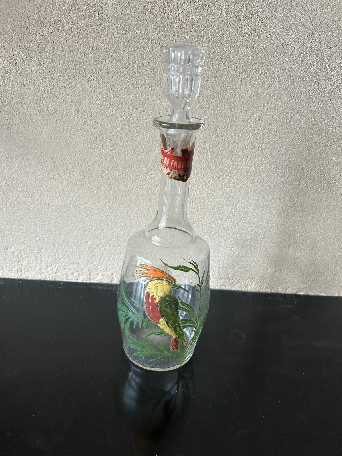 Franse likeurkaraf met paradijsvogel - 26 cm, Ophalen of Verzenden