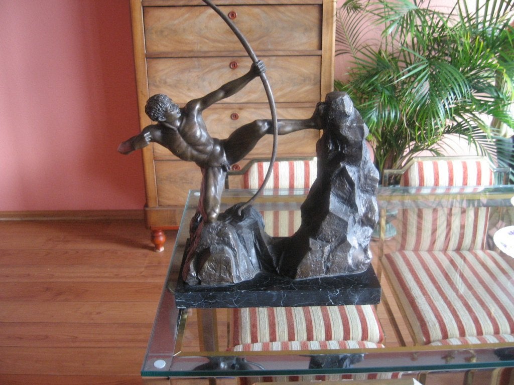 HERCULES de BOOGSCHUTTER bronzen beeld ; A Parigot 1854-1906, Ophalen, Brons, 20 - 50 cm, Beeld