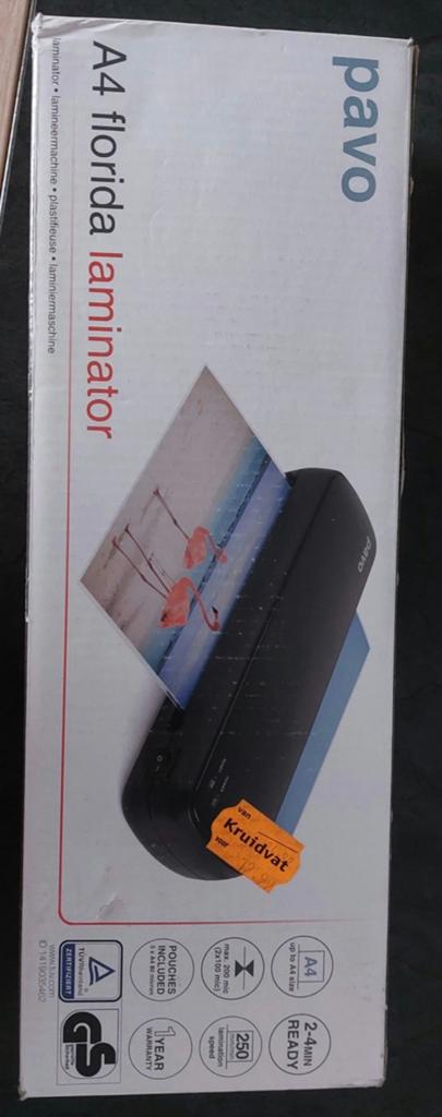 A4 florida pavo laminator & 4x LAMINATION SHEETS, Diversen, Ophalen of Verzenden, Nieuw