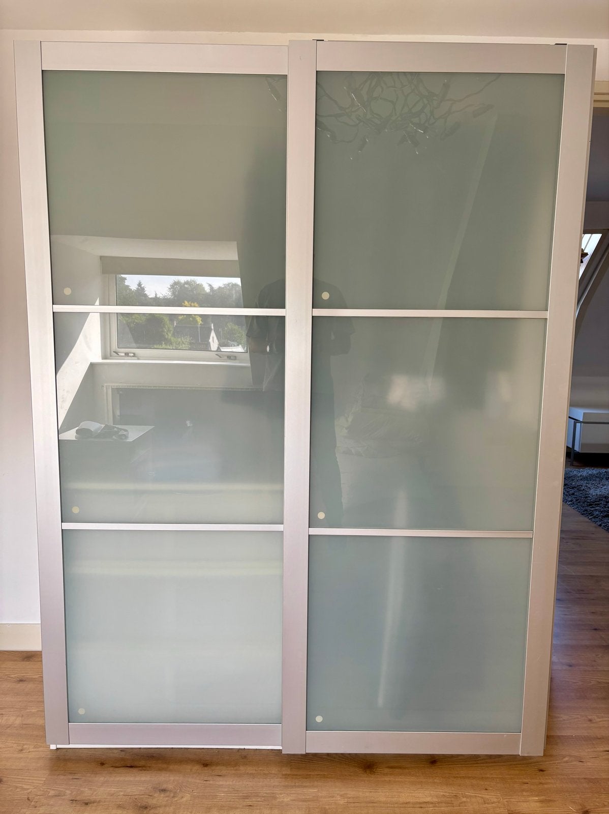 IKEA Pax Kast met Melkglazen Schuifdeuren (150x60x201 cm), Ophalen, 100 tot 150 cm, 200 cm of meer, Glas