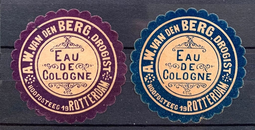 Sluitzegels R'dam drogist AW vd Berg hoofdsteeg, Verzenden, T/m 1940, Gestempeld